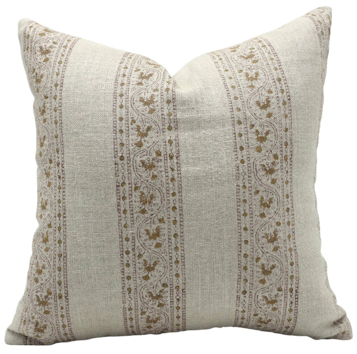 Block Print Stripe Linen Pillow, 24x24