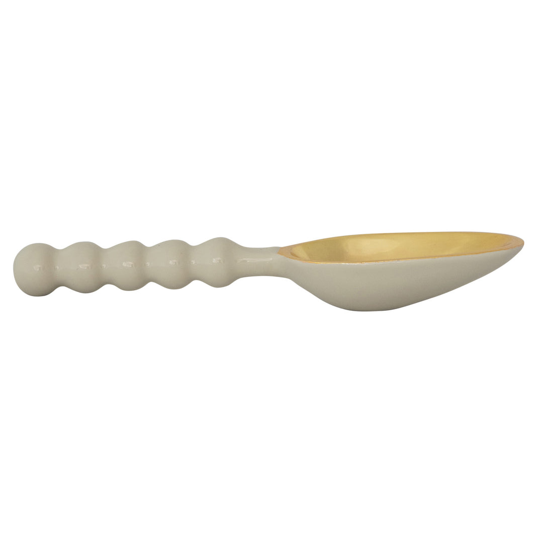 Enameled Scoop with Ball Handle, Mint and Gold