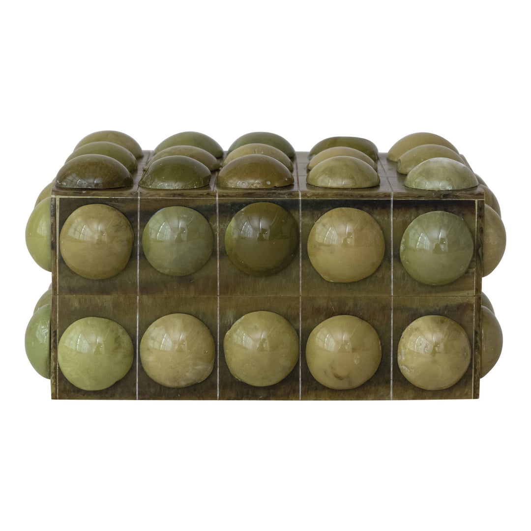 Marbled Resin Bobbin Box, Green
