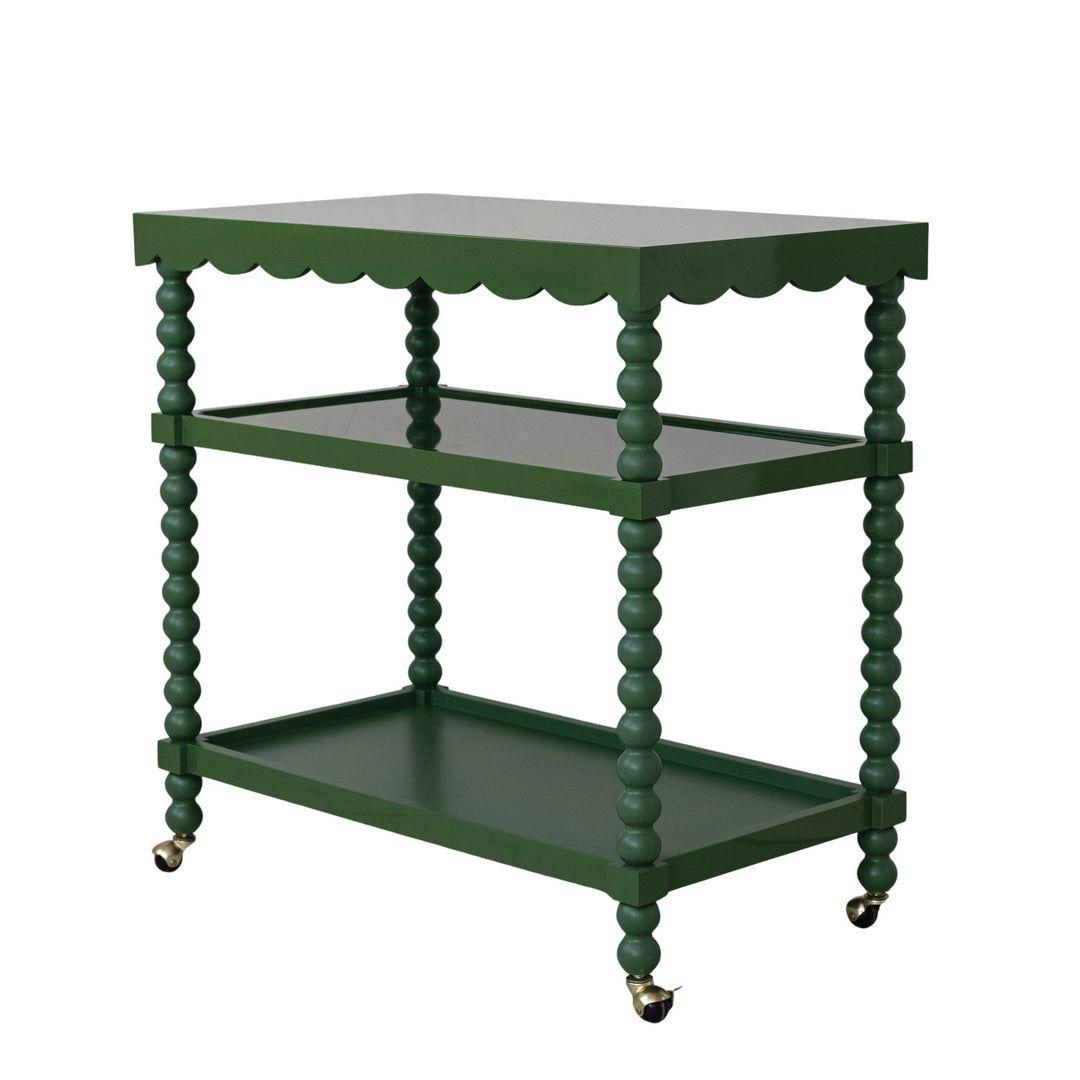 Scalloped Bar Cart, Green