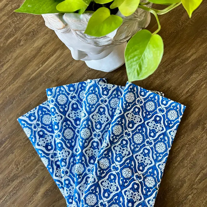 Diamond Napkins in Egyptian Blue, S/4