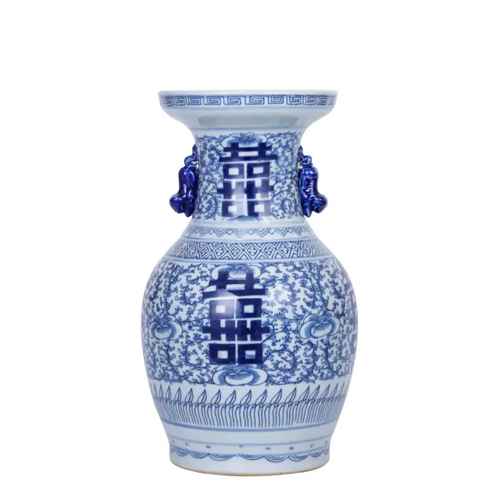 Blue & White Double Happiness Vase