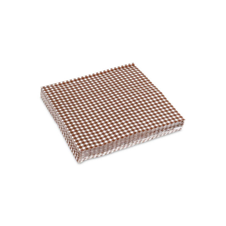 Gingham Paper Napkins in Brown