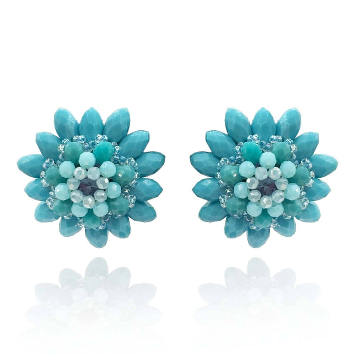 Turquoise Faceted Glass Bead Clip-on Earring