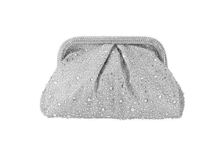 Rhinestone Snap Top Clutch Handbag, Silver or Gold