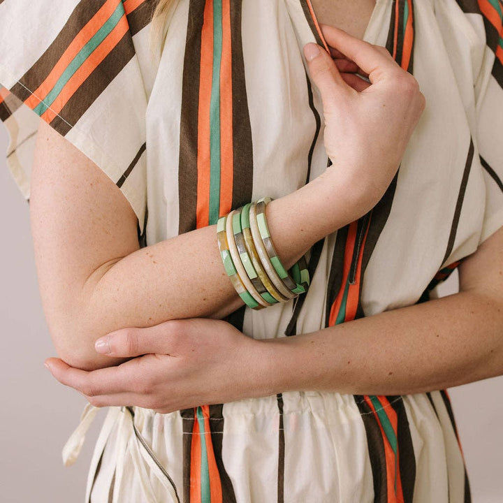 Tiled Mixed Bangle Set in Matcha | Sunshine Tienda
