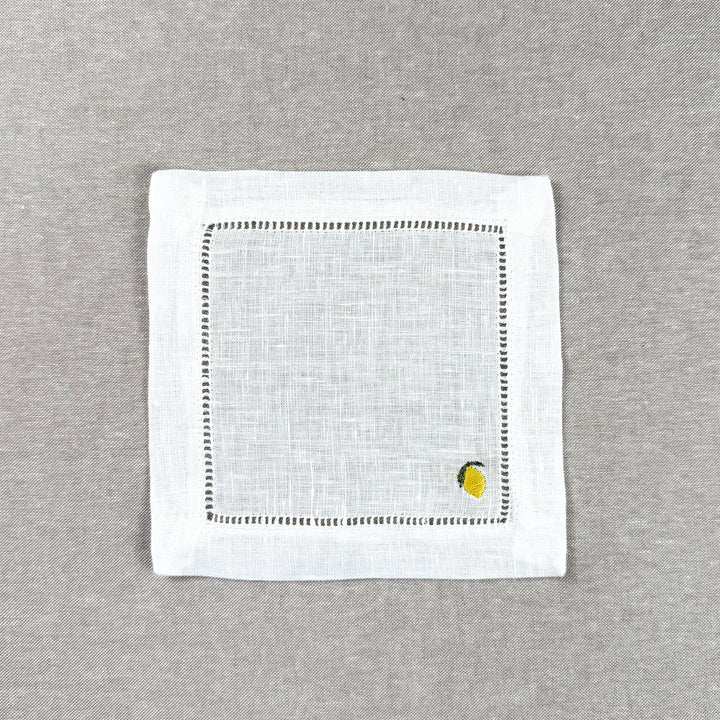 Lemon Embroidered Cocktail Napkin Set