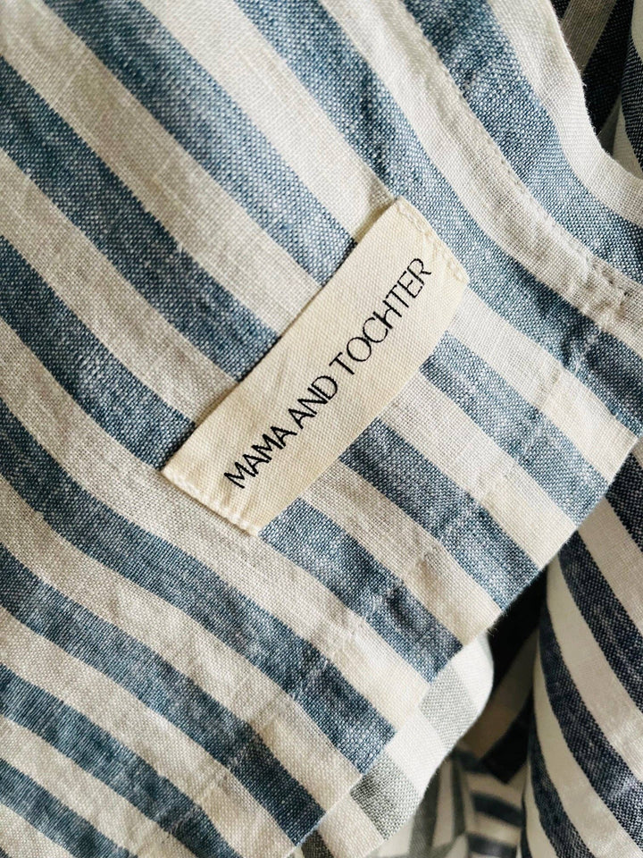 French Linen Tea Towel, Blue Stripe