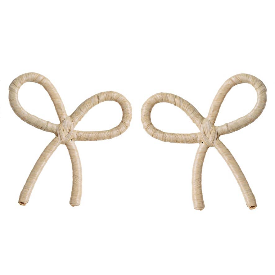 Bow Statement Earrings in Raffia