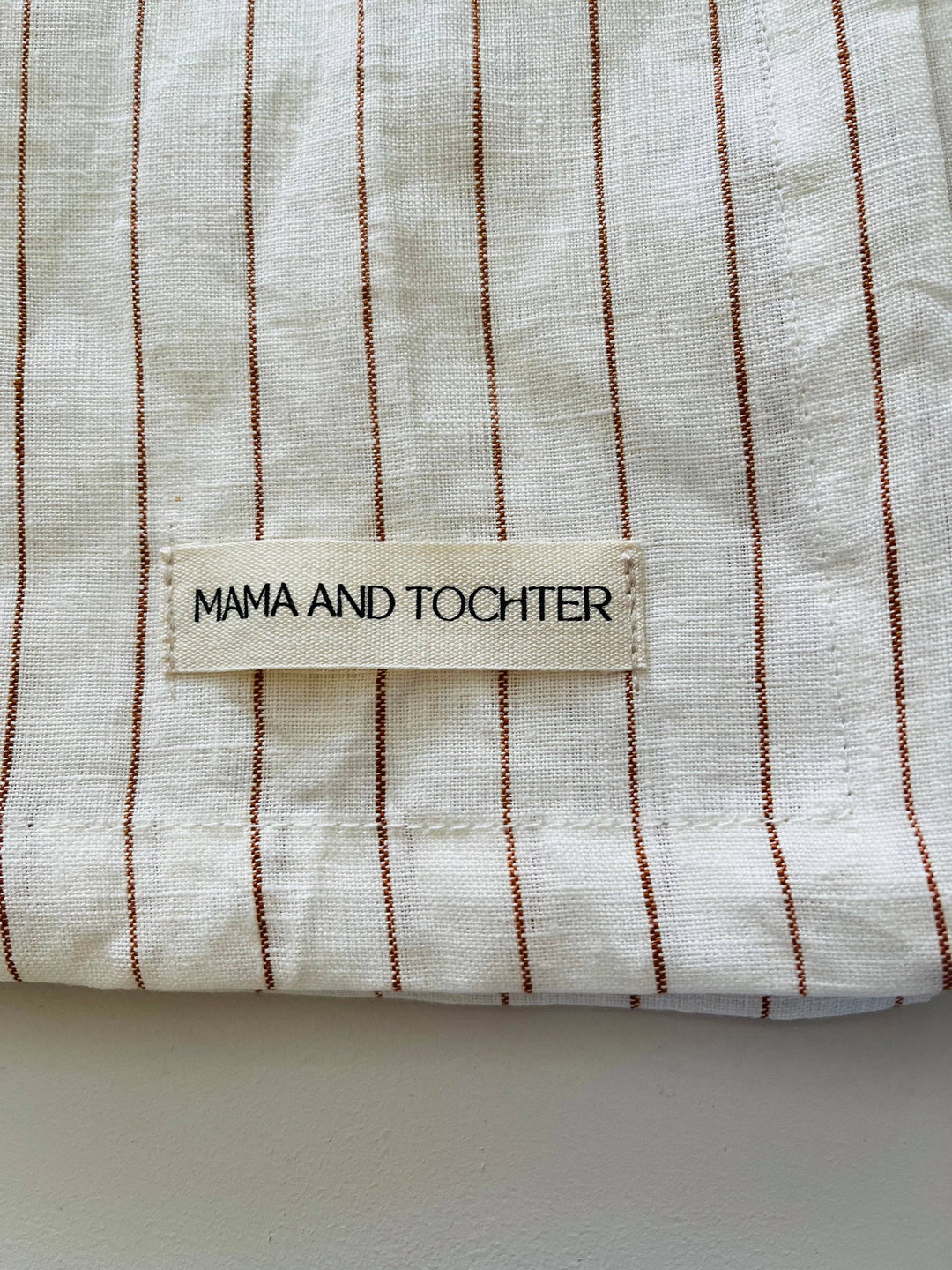 French Linen Tea Towel, Toffee Pinstripe