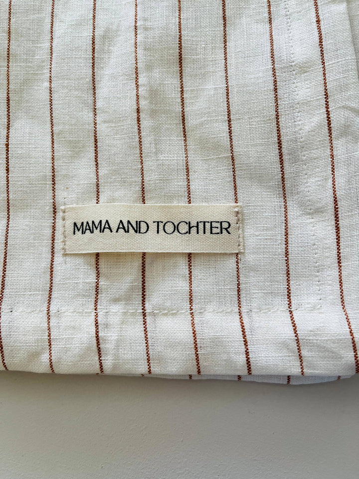 French Linen Tea Towel, Toffee Pinstripe