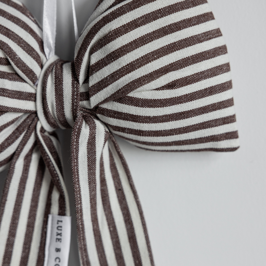 Fabric Bow in Striped Brown