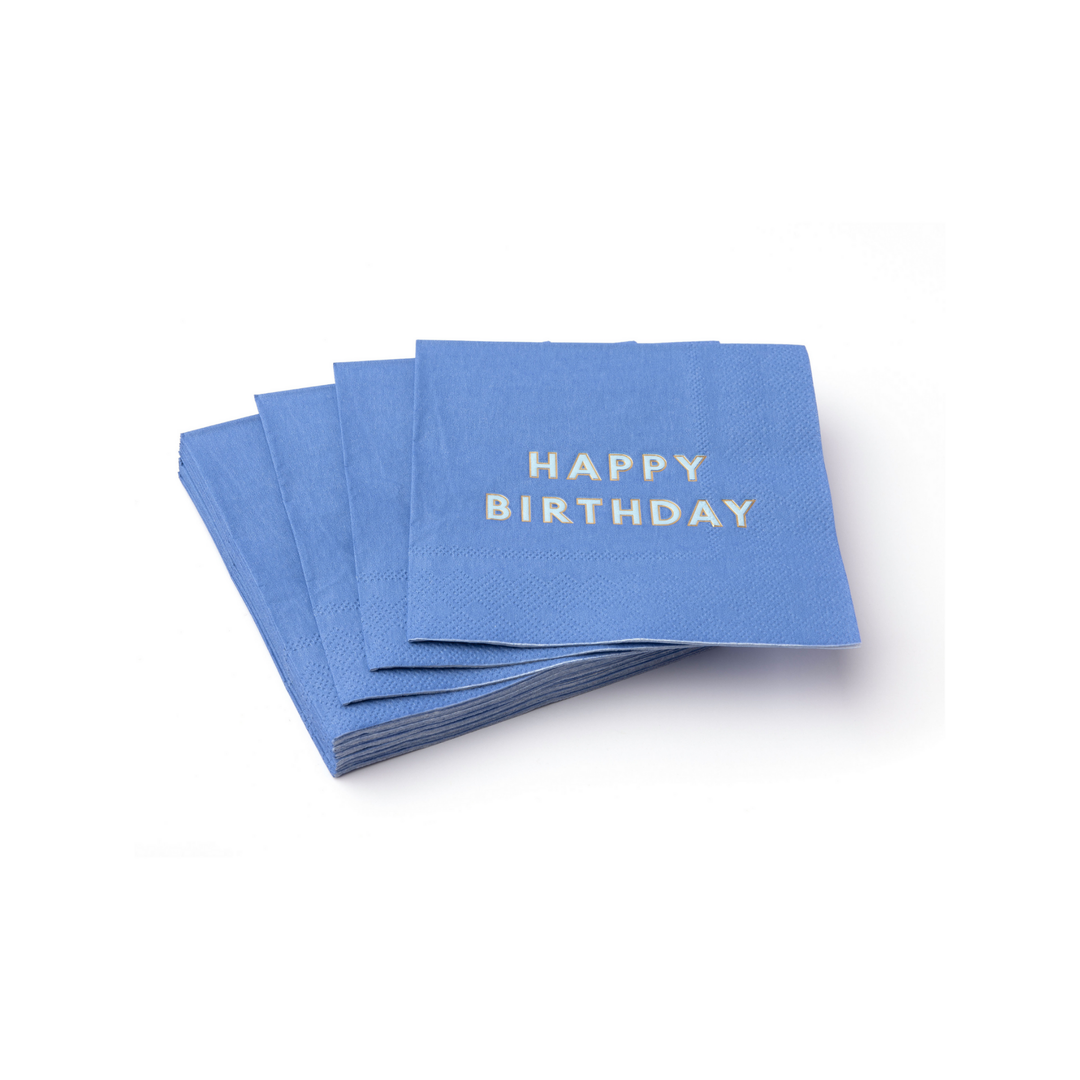 Happy Birthday Cocktail Napkins in Palisades Blue | Bonjour Fete