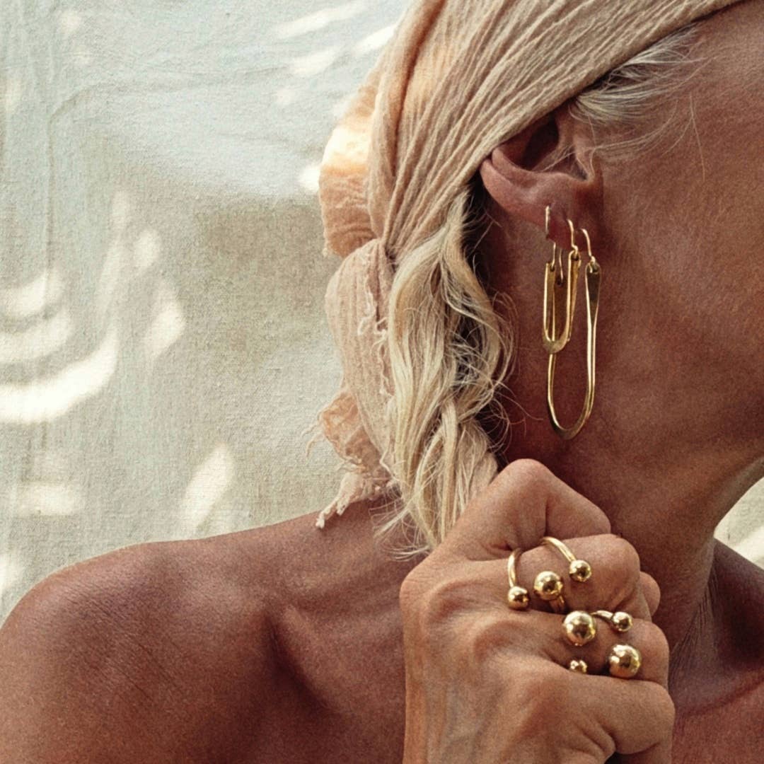 Brass Hoop Oval Earrings