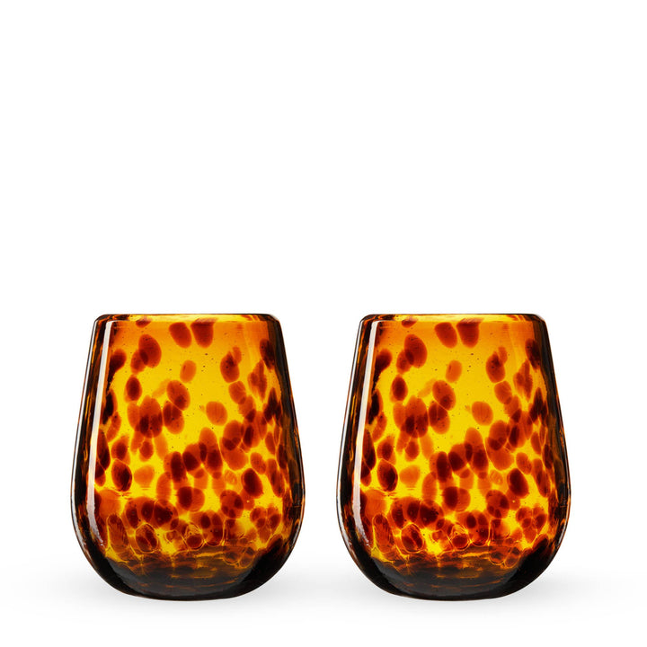 Stemless Wine Glasses in Tortoise, S/2
