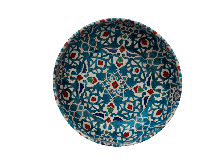 Moroccan Tin Bowl in Blue and Red, Small
