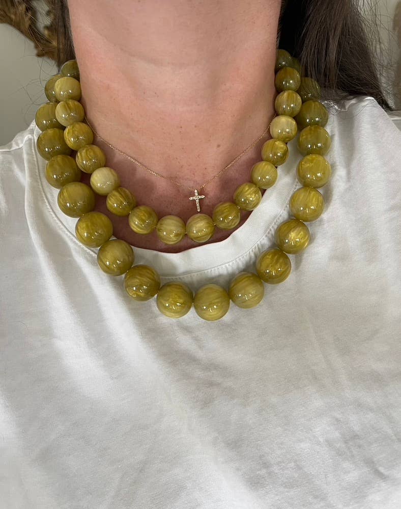 Chunky Beaded Necklace in Dirty Martini | KMs Gems