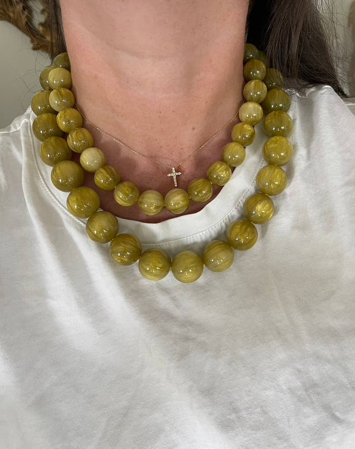 Chunky Beaded Necklace in Dirty Martini | KMs Gems