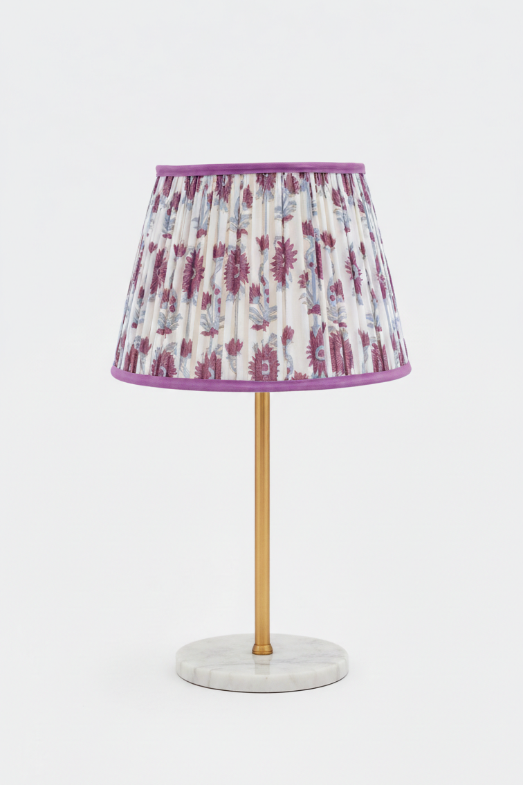 14” Pleated Lampshade, Floral Vine — Blockprint in Floral Vine