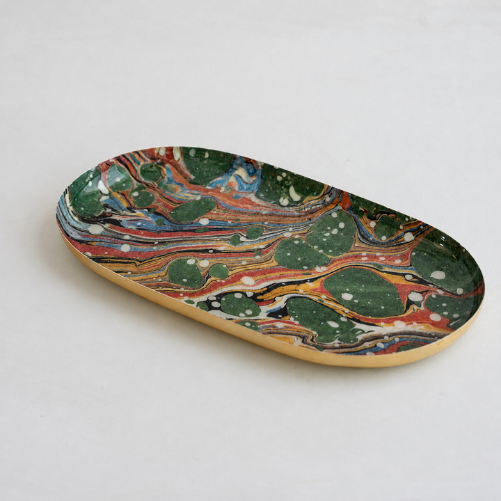 Oval Enamel Tray, Marbled