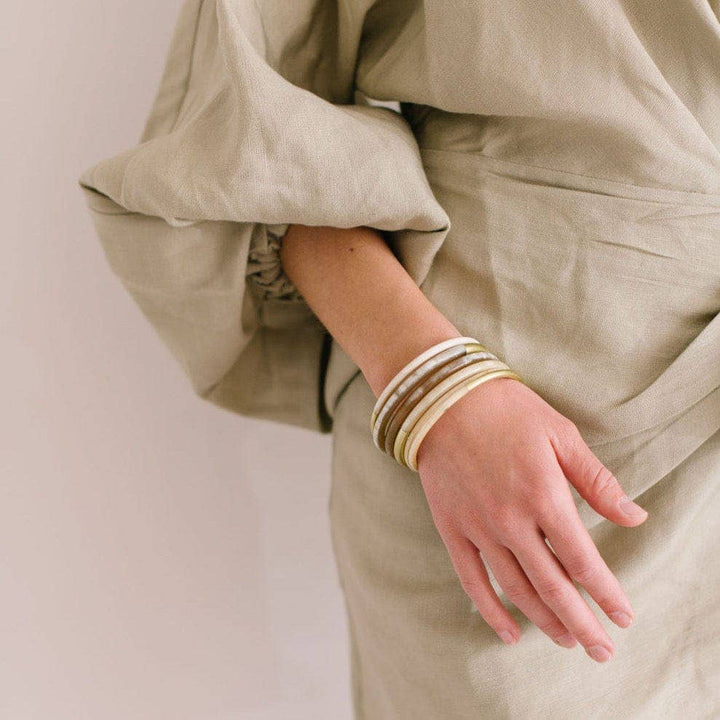 Thin Bangle Set, Gold Metallic Mix