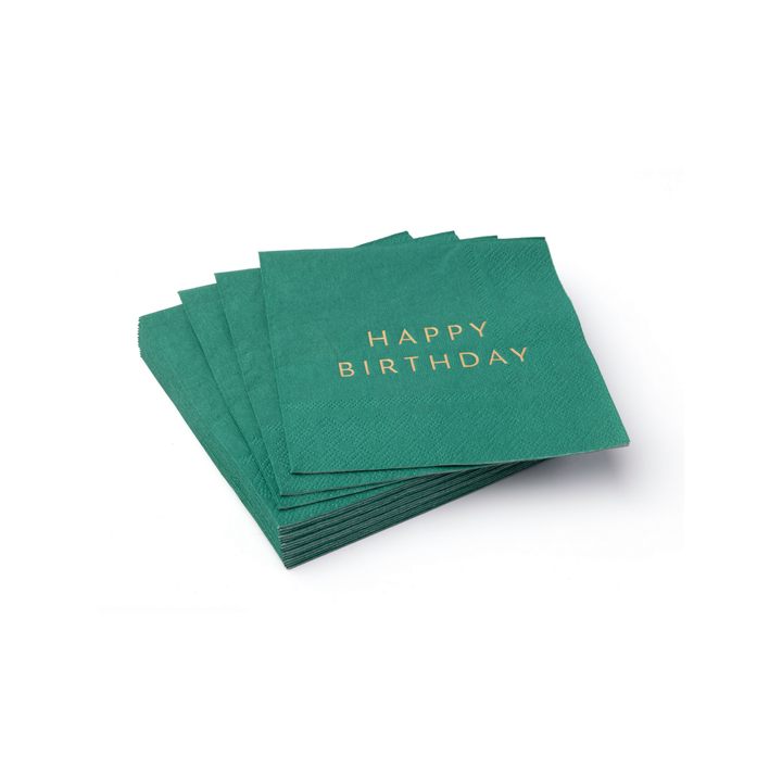 Happy Birthday Cocktail Napkins in Emerald Green | Bonjour Fete