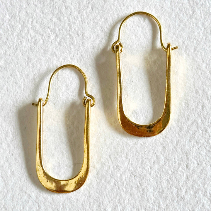 Brass Hoop Oval Earrings