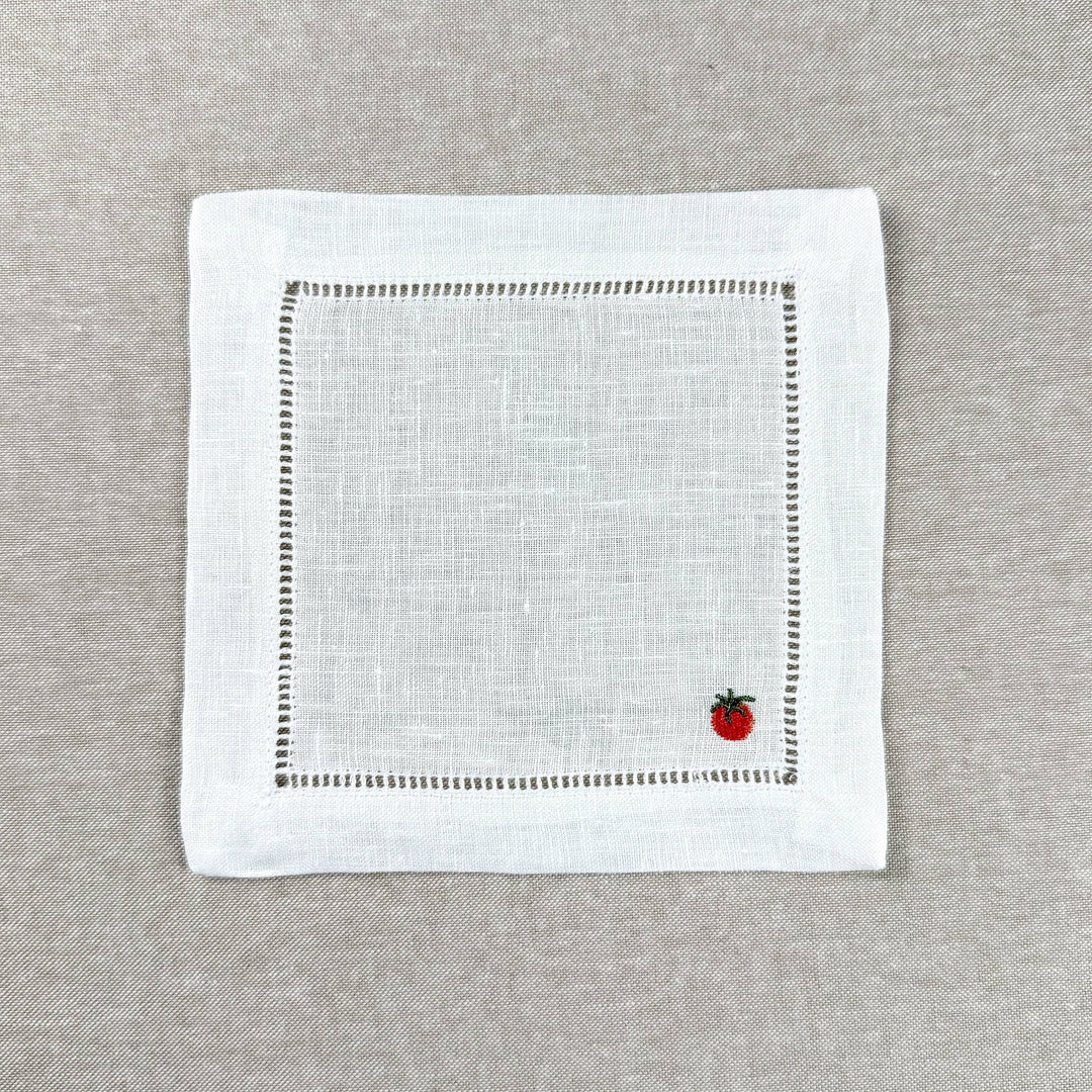 Tomato Embroidered Cocktail Napkin Set