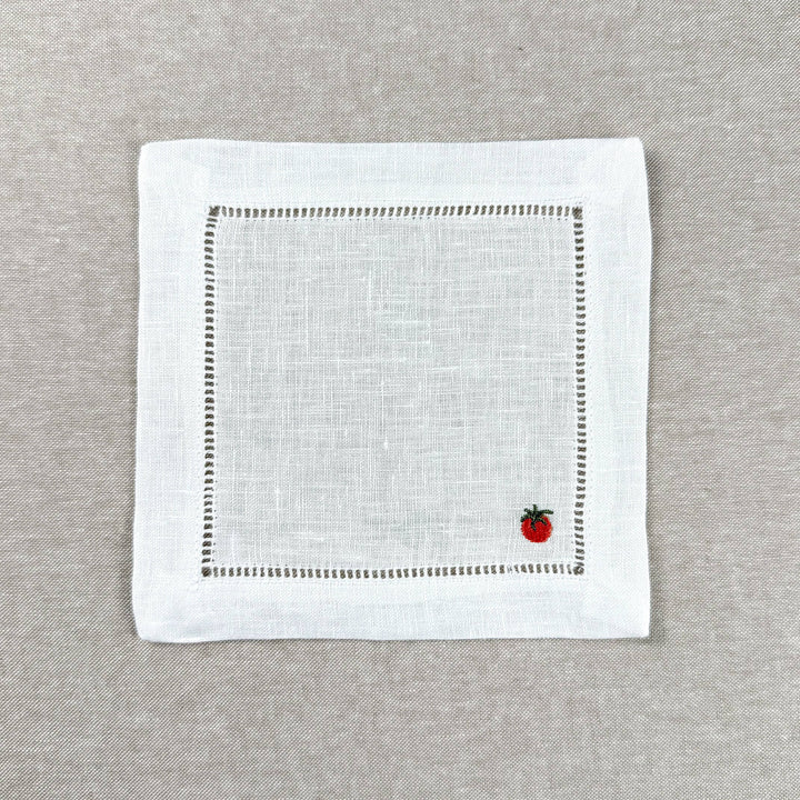 Tomato Embroidered Cocktail Napkin Set