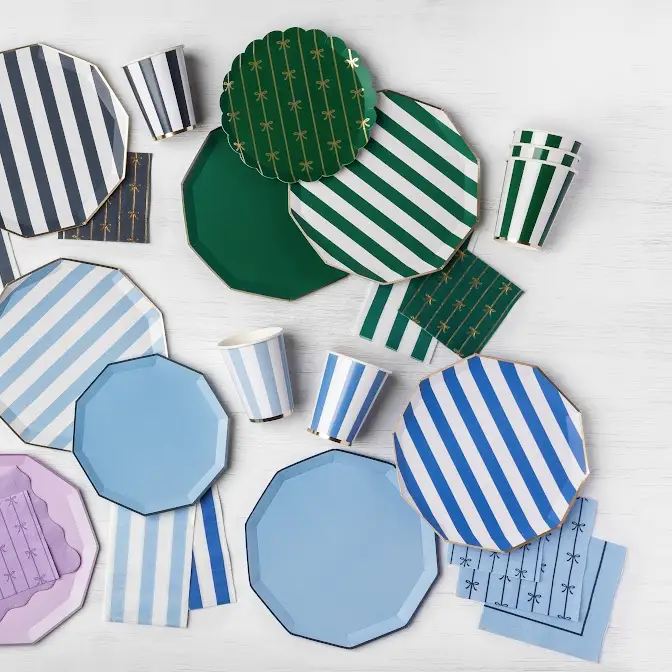 Cabana Stripe Guest Towels in Palisades Blue | Bonjour Fete