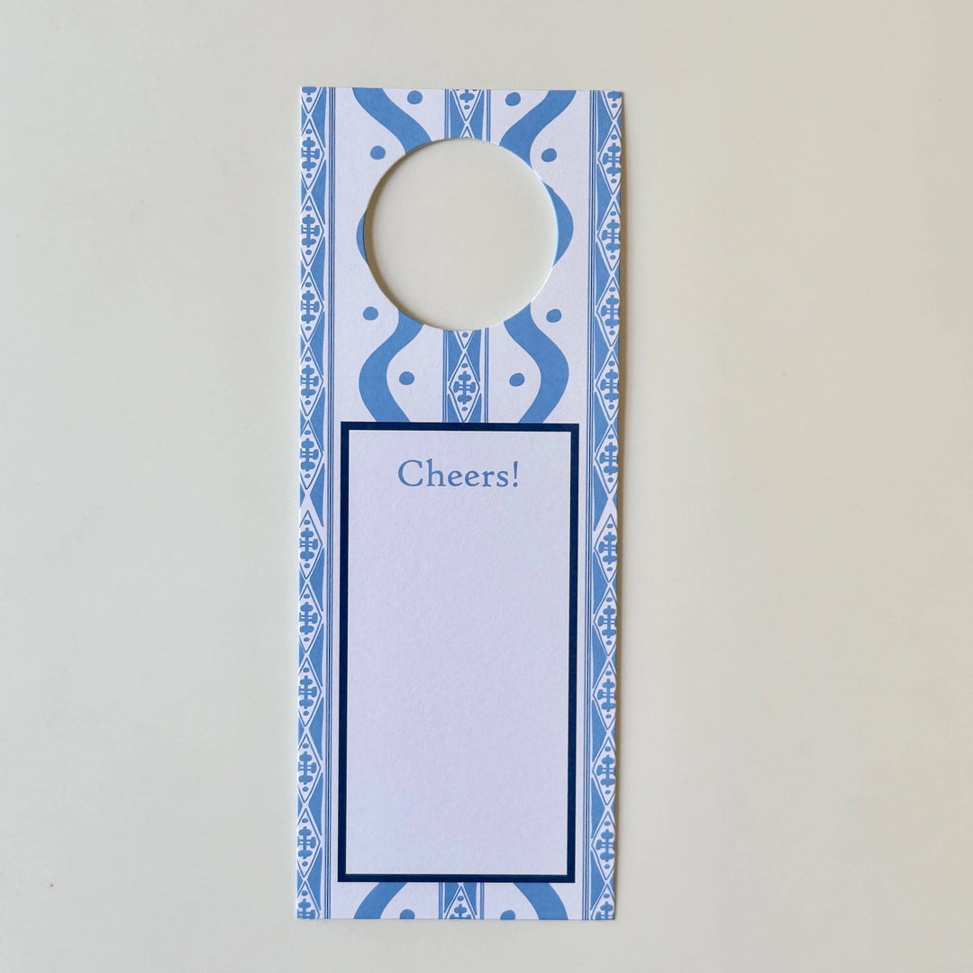 'Cheers' Wine Tag, Blue S/8