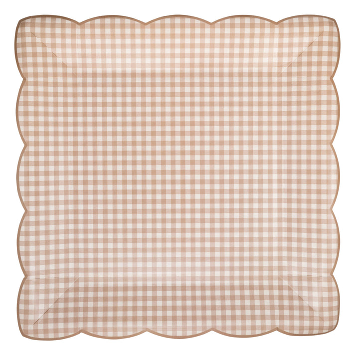 Gingham Plate in Light Brown, 10”