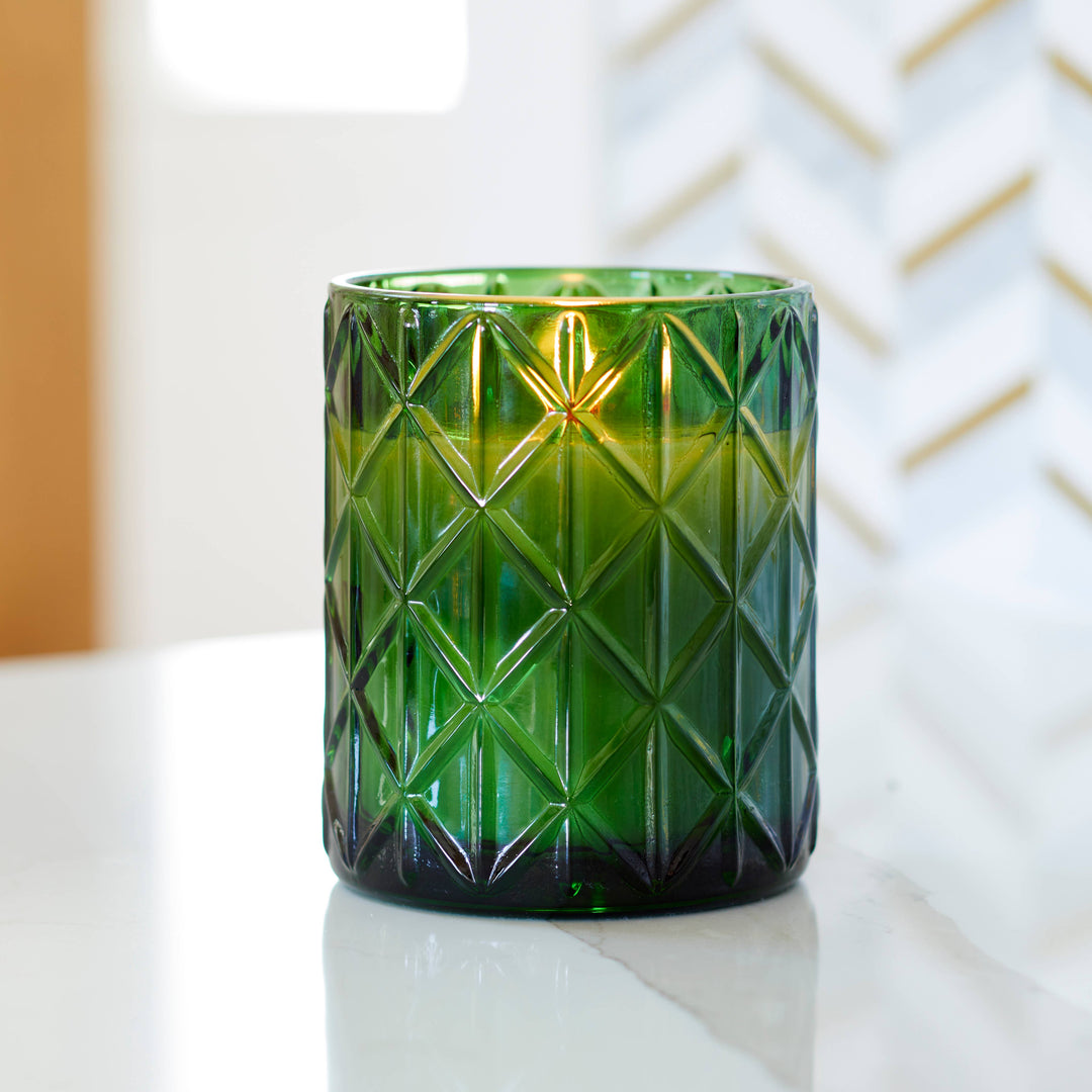 Birchwood & Spruce Candle In Green Glass