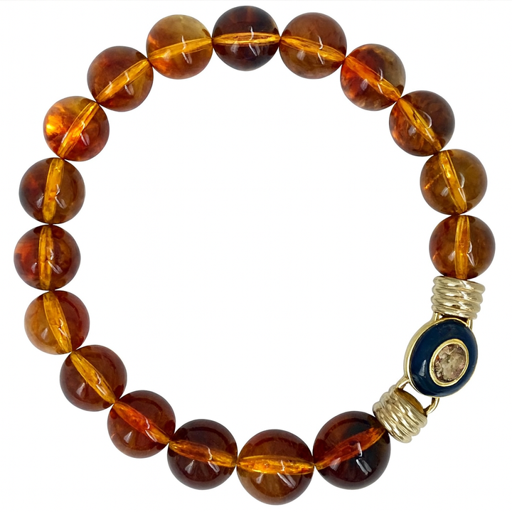 Caroline Tortoise Resin Necklace with Topaz-faceted Stone Clasp