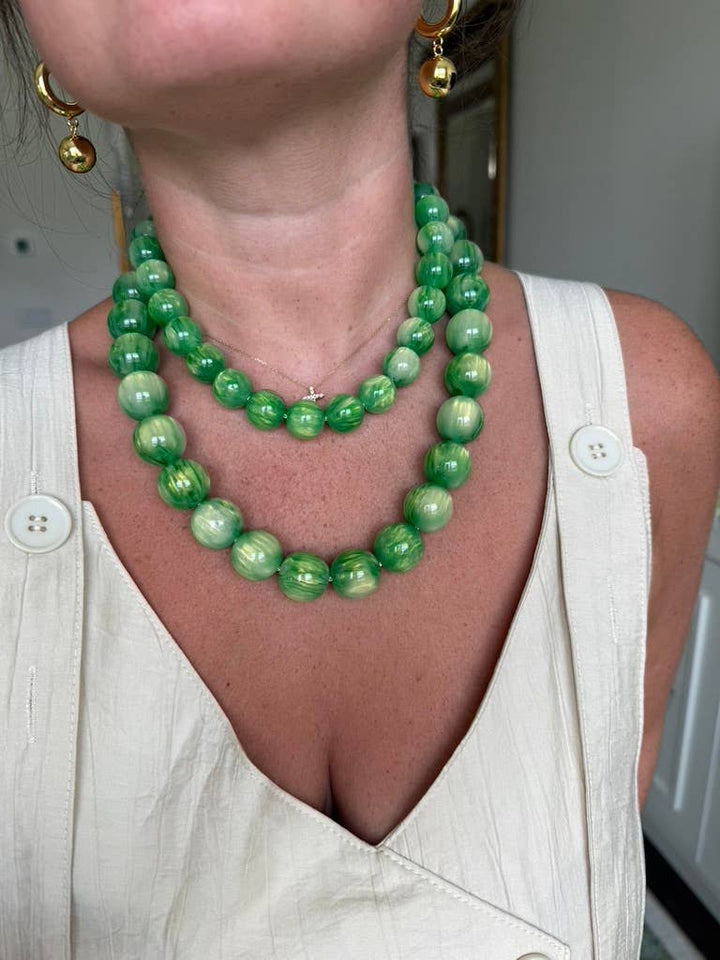 Chunky Beaded Necklace in Meadow, 20mm | KM Gems