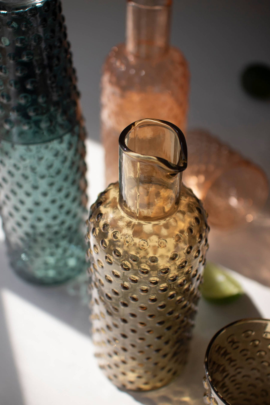 Bubble Glass Carafe and Tumbler, Assorted Colors