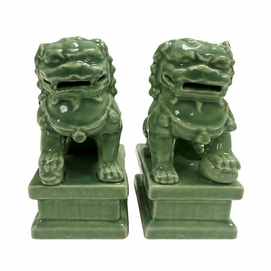 Mini Foo Dogs in Sage, S/2
