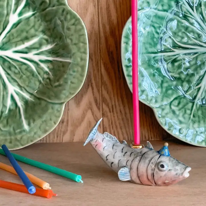 Hand Painted Porcelain Cake Topper, Fish