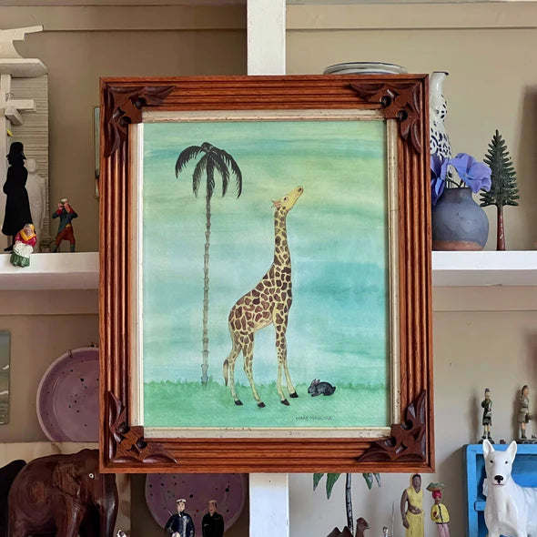 "Giraffe with Palm" Framed Art | Mary Maguire