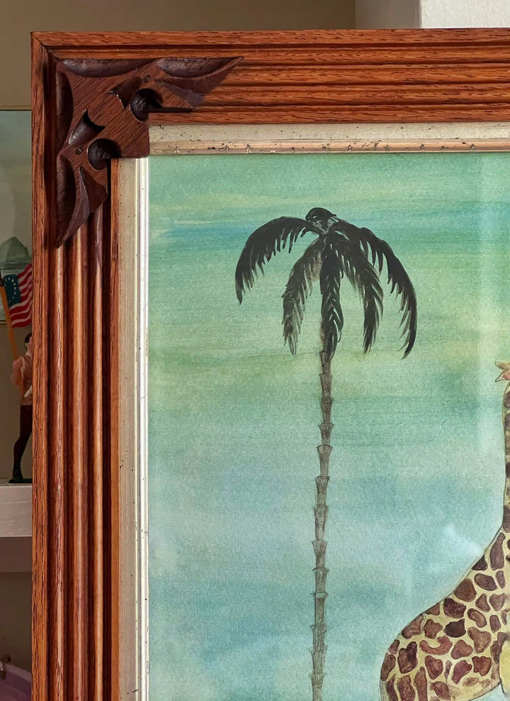 "Giraffe with Palm" Framed Art | Mary Maguire