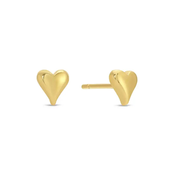 Heart Stud Earrings on Velvet Tag, Gold