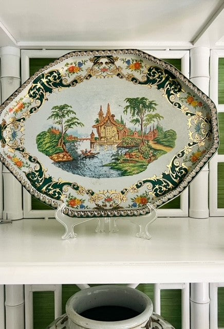 Green Toile Tray