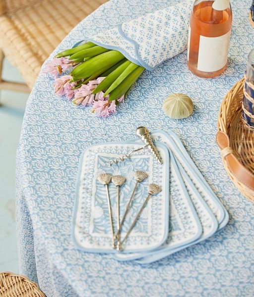 Jasmine Cocktail Napkins in French Blue, S/4 | Amanda Lindroth