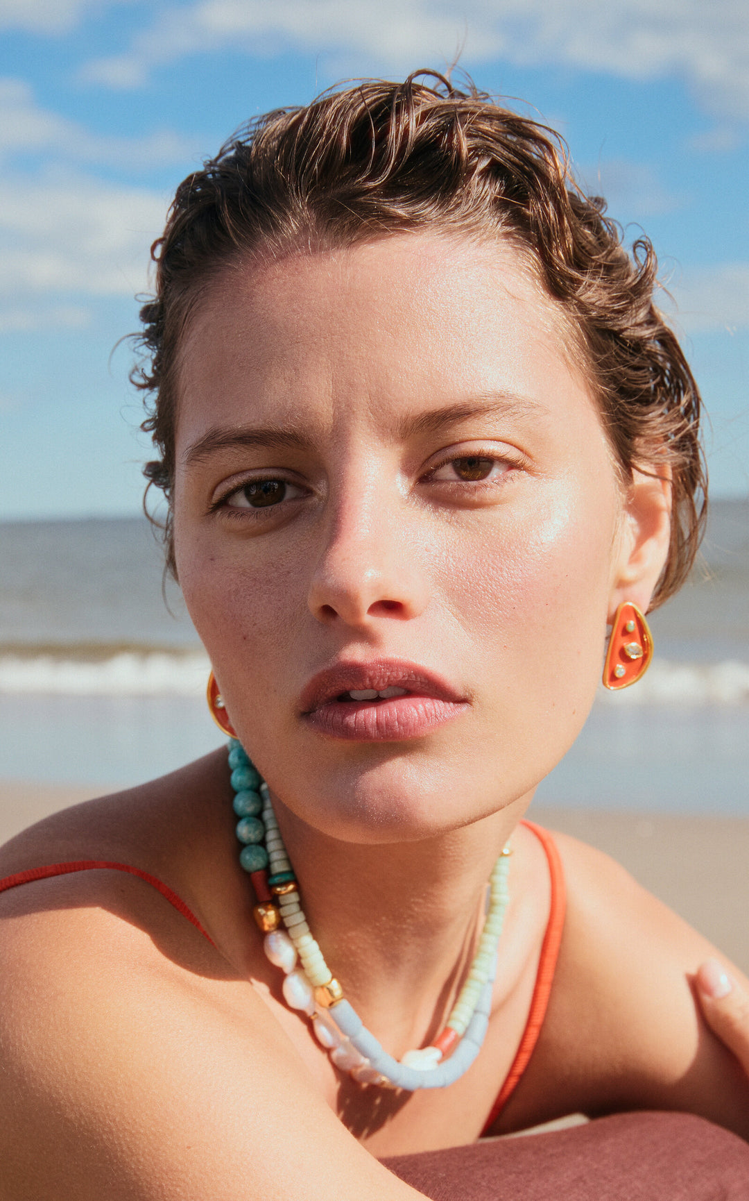 Isola Stud Earrings in Melon | Lizzie Fortunato