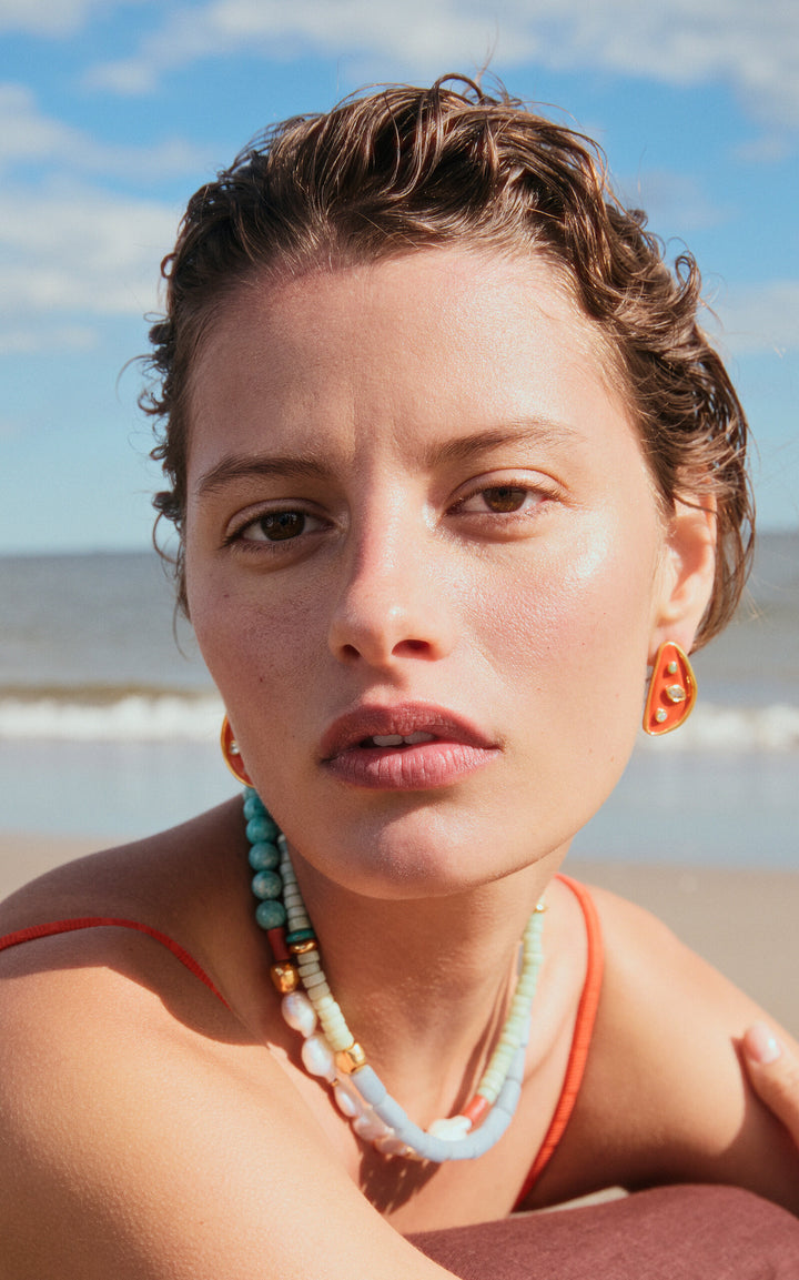 Isola Stud Earrings in Melon | Lizzie Fortunato