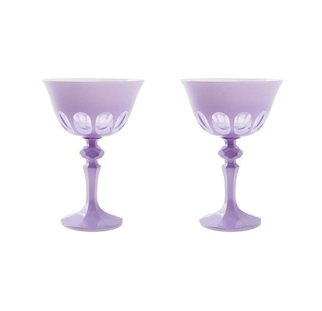 Rialto Glass Coupes in Lupine, S/2 | Sir Madam