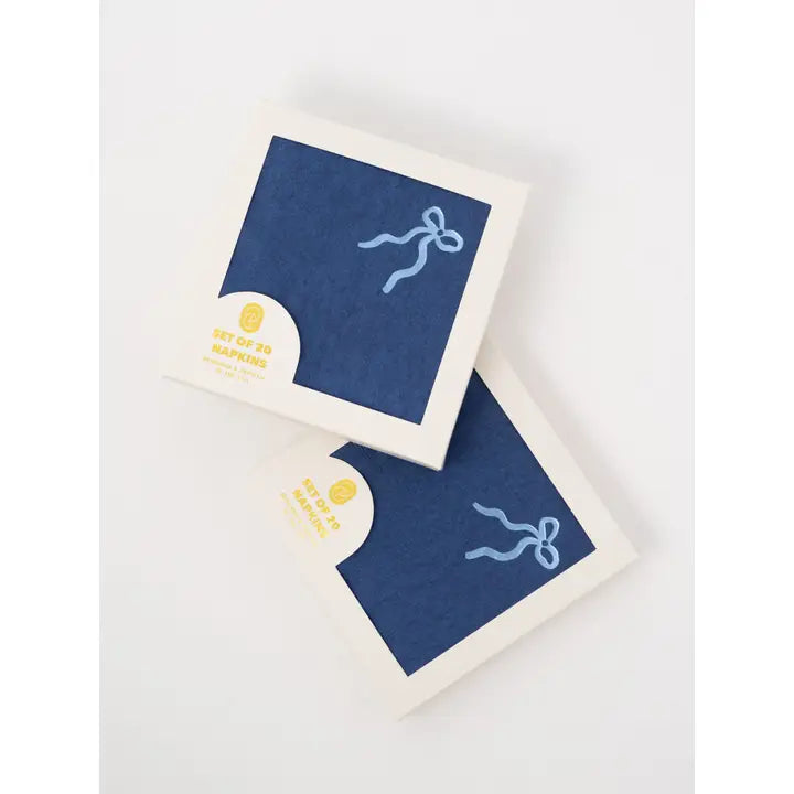 Bow Cocktail Napkins in Blue, S/20