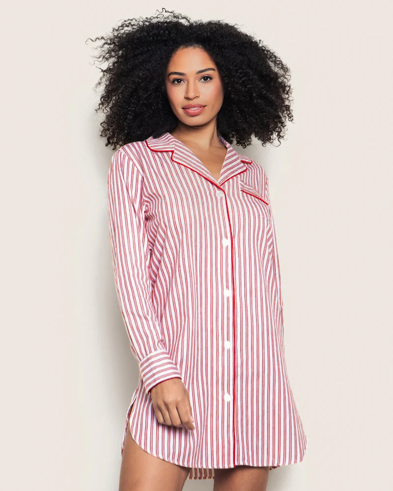 Ticking Stripe Nightshirt in Red | Petite Plume