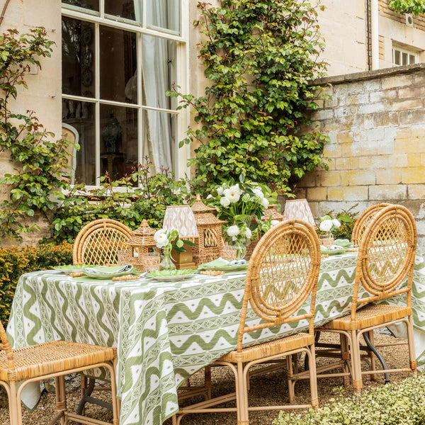 Ikat Tablecloth in Olive Green, (70x108)