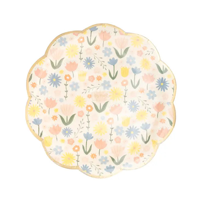 Scallop Floral Plates, S/8